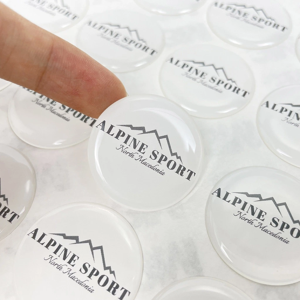 Custom Made PU Coated Car Logo Polyurethane Transparent Gel Crystal 3D Clear Epoxy Dome Label Sticker