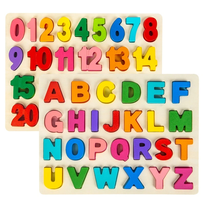 ABC Letters Number Alphabet Wooden Montessori Educational Toy 3D Jigsaw Puzzle for Kids